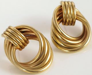 Vintage Custom 14k Yellow Gold Heavy 10.  7 Grams Modernist Spiral Earrings Flashy
