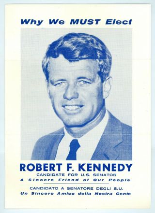 1964 York Senator Robert F.  Kennedy Political Campaign Eng/sp Brochure