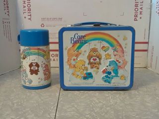 Vintage 1985 Care Bears Metal Lunch Box With Plastic Thermos