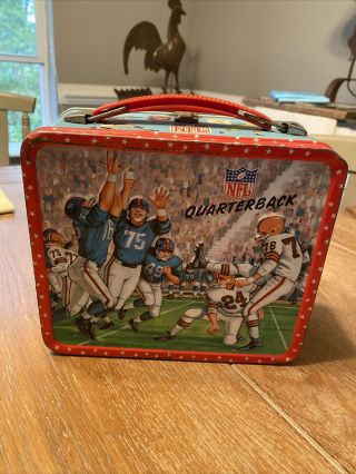 Vintage 1964 Nfl Quarterback Tin Lunch Box