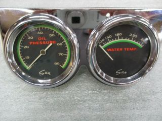 Vintage Sun Green Oil Pressure Gauge And Water Temperature Gauge/ With Sender