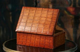 Vintage Mark Cross Alligator Leather Trinket Jewelry Box