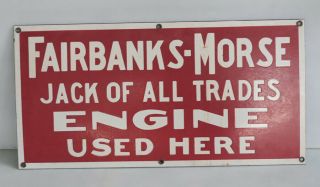 Vintage Fairbanks - Morse Hit & Miss Engine Porcelain Sign Diesel Gas Railroad