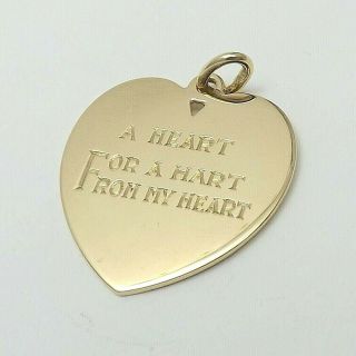 Vintage Tiffany Co 14k Gold Large Engravable Heart Charm Pendant 6.  2gr