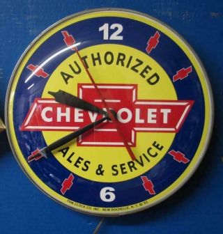 Vintage Pam Lighted Advertising Chevrolet Authorized Sales & Service Clock
