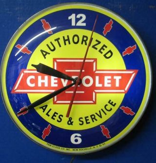 Vintage Pam Lighted Advertising CHEVROLET AUTHORIZED SALES & SERVICE Clock 2