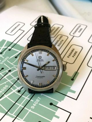 Vintage 1970 Omega Seamaster Cosmic men ' s watch,  ' Hour Vision ' dial 2