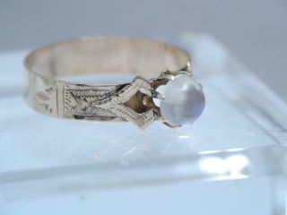 Gorgeous Antique Victorian Solid 10k Gold Natural Moonstone Ring Sz 6 1/2