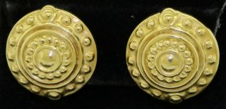 Anf Designer Vintage 18k Gold 23mm Diameter High Fashion Clip - On Button Earrings