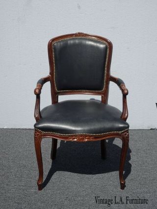Vintage French Provincial Louis Xv Style Black Accent Chair Made In Italy