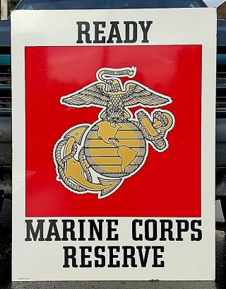 Vintage Us Marine Corps Reserve Recruitment Double Sided Heavy Metal Sign 40x30