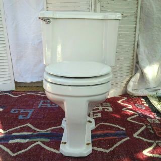 Vintage Briggs Abingdon 2 Pc Toilet White 1959 Lid Tank Bowl Wear Stains Rust