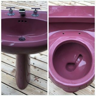 Kohler 1988 Raspberry Sink And Toilet Vintage