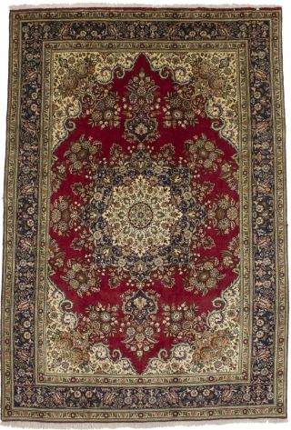 Vintage Traditional Red 7x10 Room Size Hand Knotted Oriental Wool Area Rug