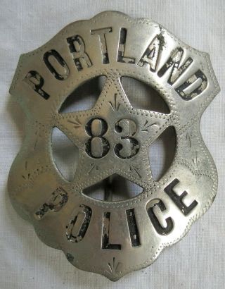 Obsolete Portland Maine Police Badge 83 1800s Old Vtg Antique