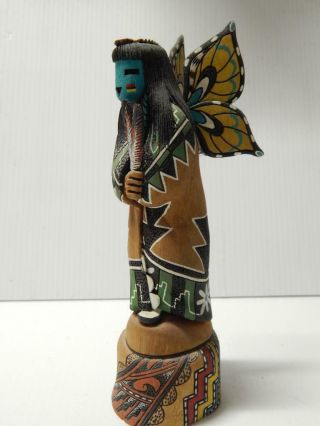 All Wood Vintage Hopi Pueblo Indian Butterfly Kachina Doll By Leonard Taho Ii