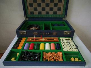 Antique Or Vintage F.  H.  Ayres Large Compendium Games Box And Chess Backgammon