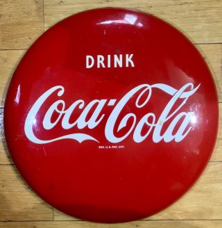 Vintage Coca Cola 12 Inch Round Metal Advertising Curved Button Sign