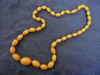 Vintage Butterscotch Egg Yolk Oval Beads Baltic Amber Necklace 62,  5 Gr