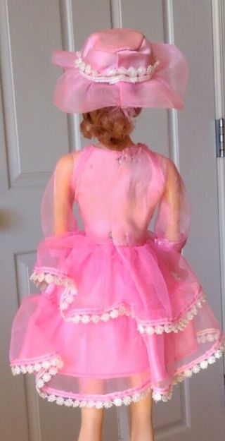 Vintage 1960 ' s Barbie Japanese Market Exclusive Pink Satin & Organza Dress & Hat 2