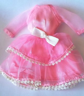 Vintage 1960 ' s Barbie Japanese Market Exclusive Pink Satin & Organza Dress & Hat 3