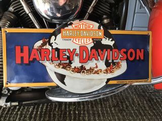 Rare Vintage Porcelain 1933 Harley - Davidson Dealers Sign Veribrite Signs