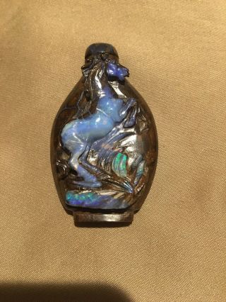 Vintage Australian Boulder Opal Hand Carved Snuff Bottle.  167.  58ct