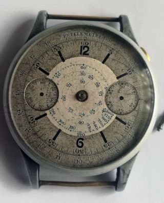 Very Rare Vintage Big Size Landeron 3 One Push Button Chronograph - Project