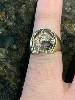 Vintage 14k Yellow Gold Horse Shoe Ring Size 6