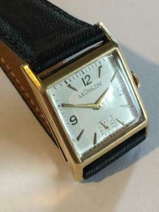 SOLID 14K GOLD VINTAGE MEN ' S LeCOULTRE WRIST WATCH FROM 1940 ' S 3