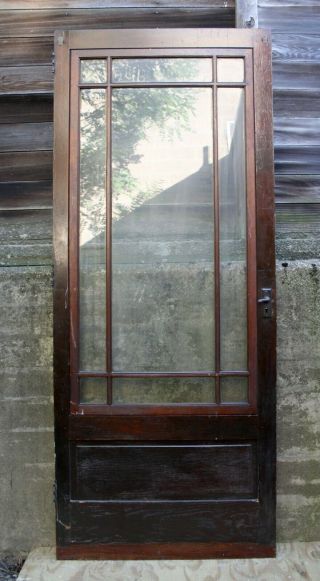 34 " X84 " Antique Vintage Old Wood Wooden Storm Screen Exterior Door Window Glass