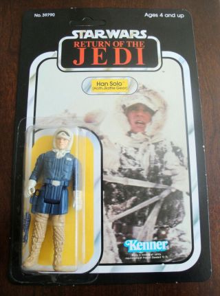 Vintage Star Wars Rotj Han Solo (hoth Battle Gear) Moc - Kenner 77 - Back 1983