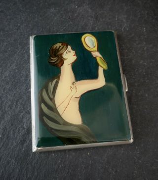 Vintage Art Deco Silver And Enamel Cigarette Case,  Mappin And Webb