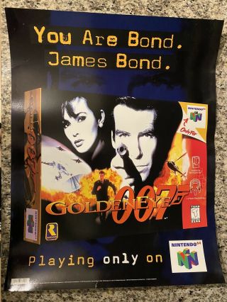 Vtg 1997 Goldeneye 007 Nintendo 64 N64 Store Promo Display Poster 22x28 Rare
