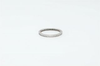 Antique 1920s 1ct Old Cut Vs G Diamond Platinum Eternity Band Ring Sz 4.  25