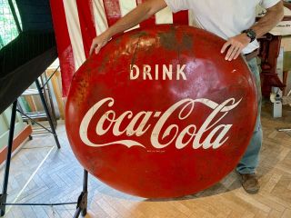 Vintage Drink Coca Cola Coke 48” Button Advertising Sign