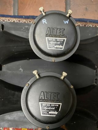2 Altec 807 - 8a Compression Drivers,  511b Horns 8 Ohm Vintage Hifi
