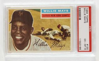 1956 Topps 130 Willie Mays York Giants Vintage Baseball Card Psa 6