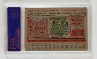 1956 Topps 130 Willie Mays York Giants Vintage Baseball Card PSA 6 2