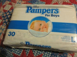 Vintage Collectable Pampers Diapers Size Large Plastic Cover 1989 Bag Of 30