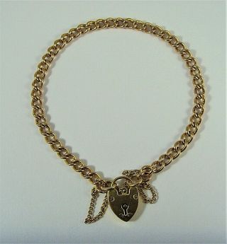 Vintage Solid 9ct Gold Curb Link 12.  1 Grams Bracelet