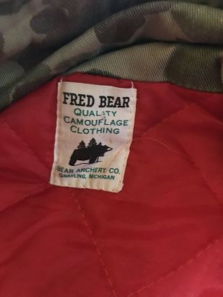Vintage 1967,  Fred Bear Archery,  Grizzly,  Recurve Bow Hunting Camo Suit Michigan