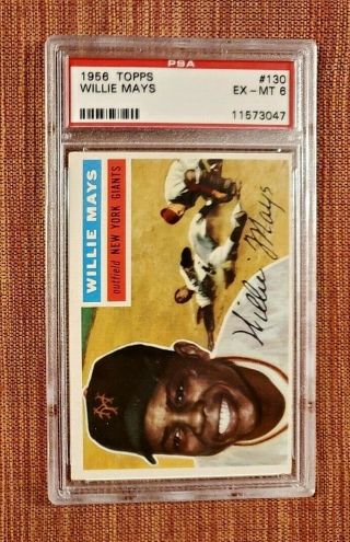 1956 Topps 130 Willie Mays York Giants Vintage Baseball Card Psa 6