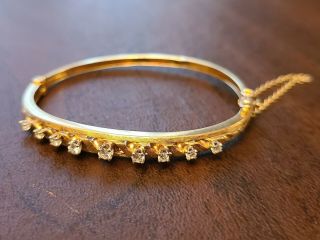 14k Solid Gold Diamond Bracelet Hinged Vintage Sm Wrist See Desc/photos 12.  8 Gm