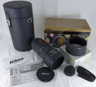 Nikon Nikkor Af 80 - 200mm F2.  8d Ed Fast Zoom W/box Case Hb - 7 Shade Vtg Nr