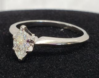 Vintage 1/2 Carat Marquise Diamond Engagement Ring 14k White Gold - Size 6.  5