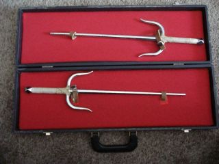 Vtg Sai 18.  125 " Chrome Metal Swords Karate Ninja Training Weapon W/ Hard Case