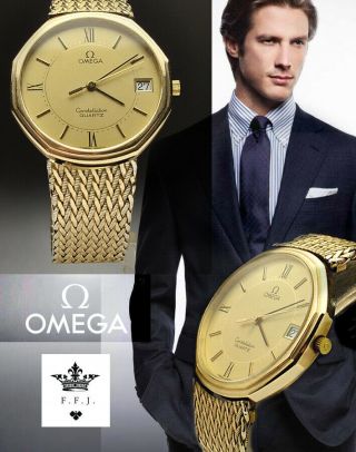Vintage Omega Constellation Quartz 10k Gold Filled Mens Swiss Watch