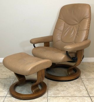 Ekornes Stressless Leather Recliner Chair Ottoman Medium Vintage ‘Consul’ Model 2