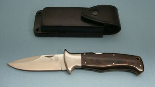 Vintage Al Mar 3003 Large Sere Folding Knife W/ Leather Sheath